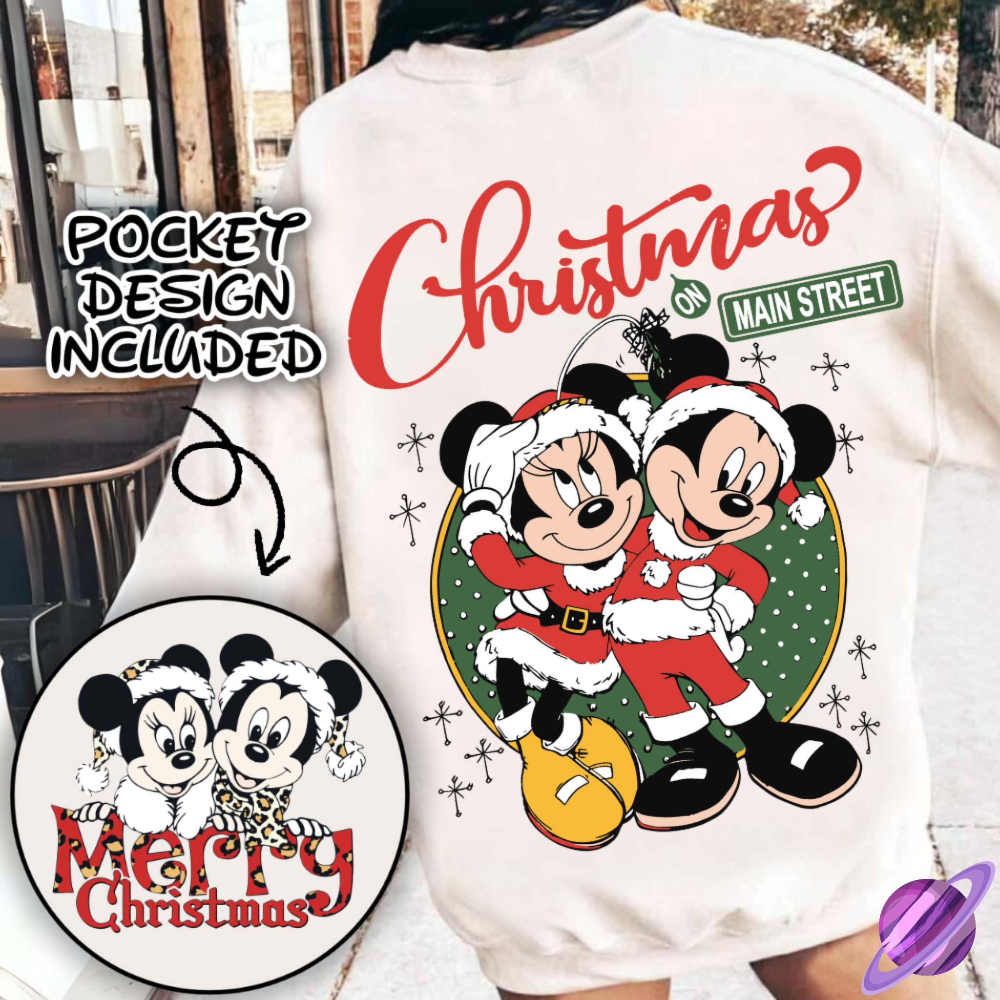 CHRISTMAS ON MAIN 3 SWEATSHIRT W/ POCKET PRINT