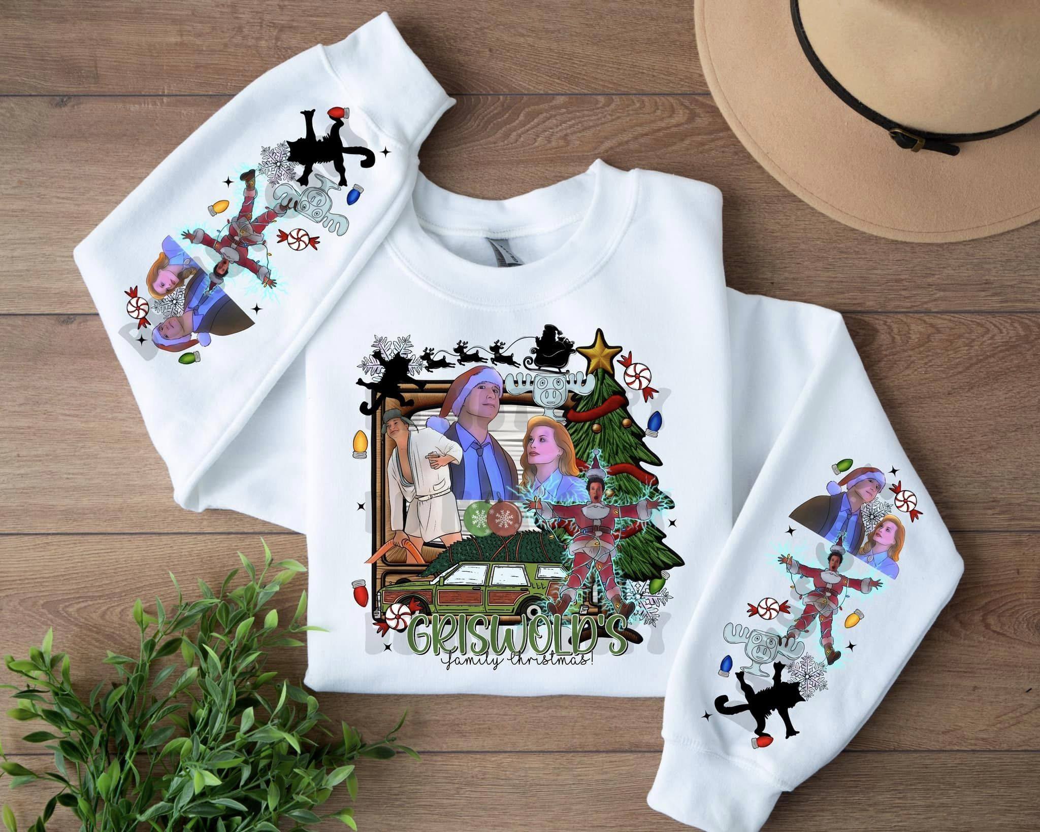 GRIS FAMILY CHRISTMAS SWEATSHIRT W/ SLEEVE PRINT