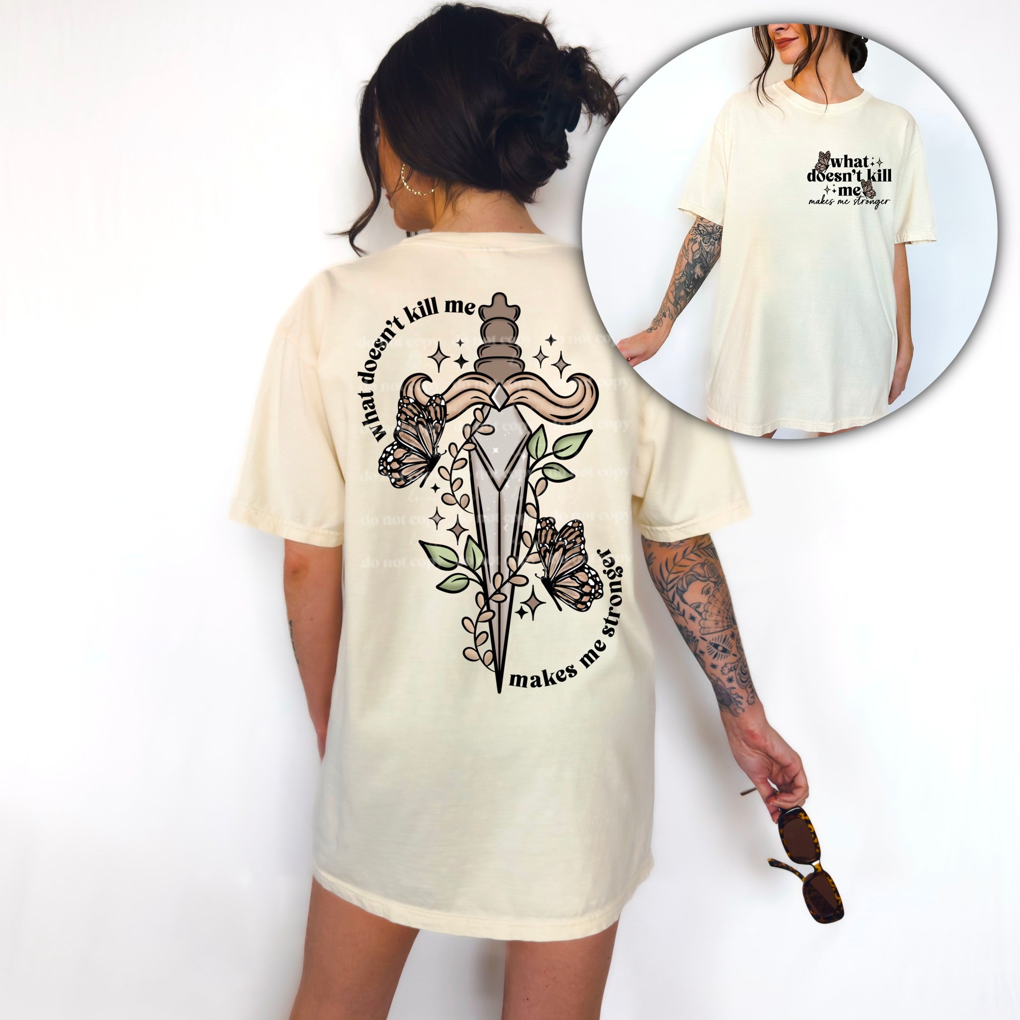 WHAT DOESNT KILL ME POCKET PRINT DOUBLE SIDED TEE