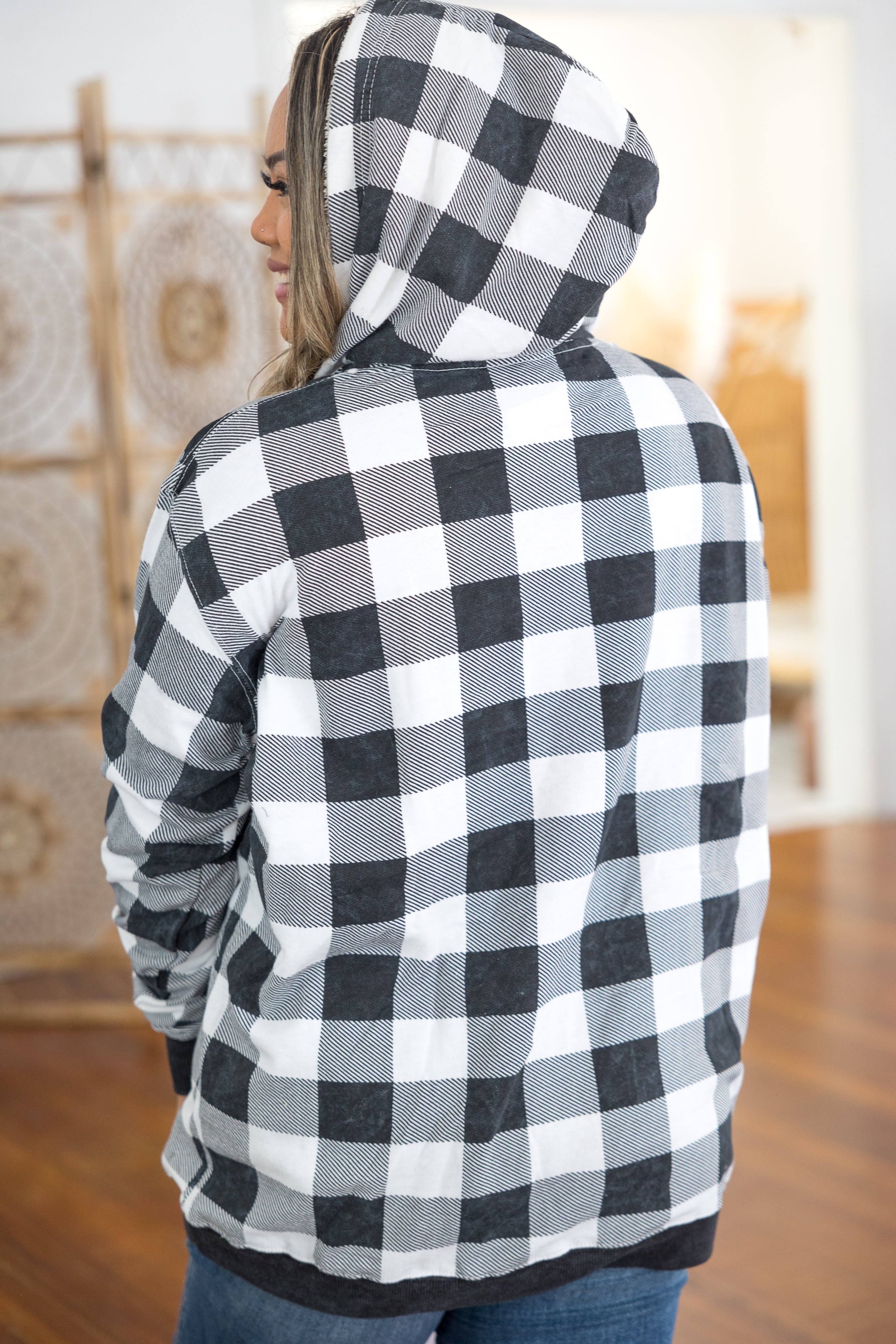 Checkered Sherpa Hoodie