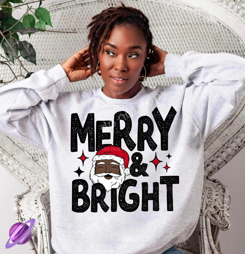 MERRY BRIGHT SANTA 1 CREWNECK SWEATSHIRT