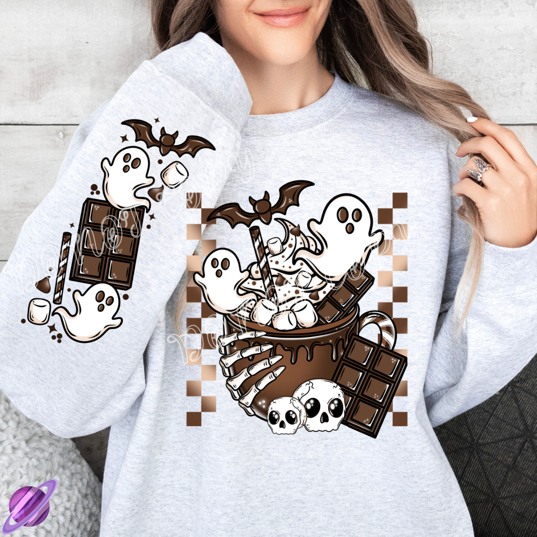 HOT COCOA GHOSTS - BOOT RUN 1 - CREWNECK SWEATSHIRT W/ SLEEVE PRINT