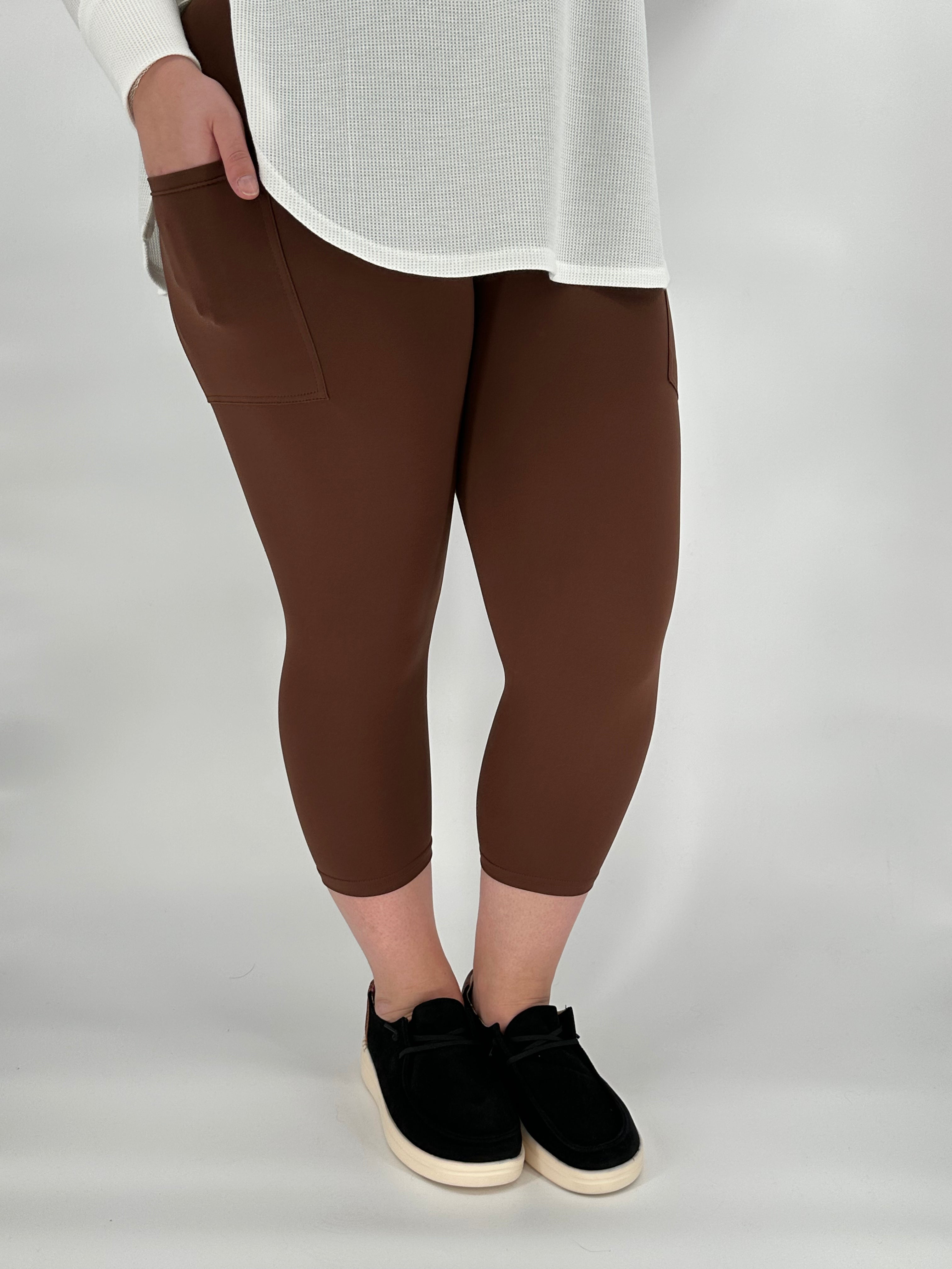 True Brown Leggings/Capri w/ Pockets