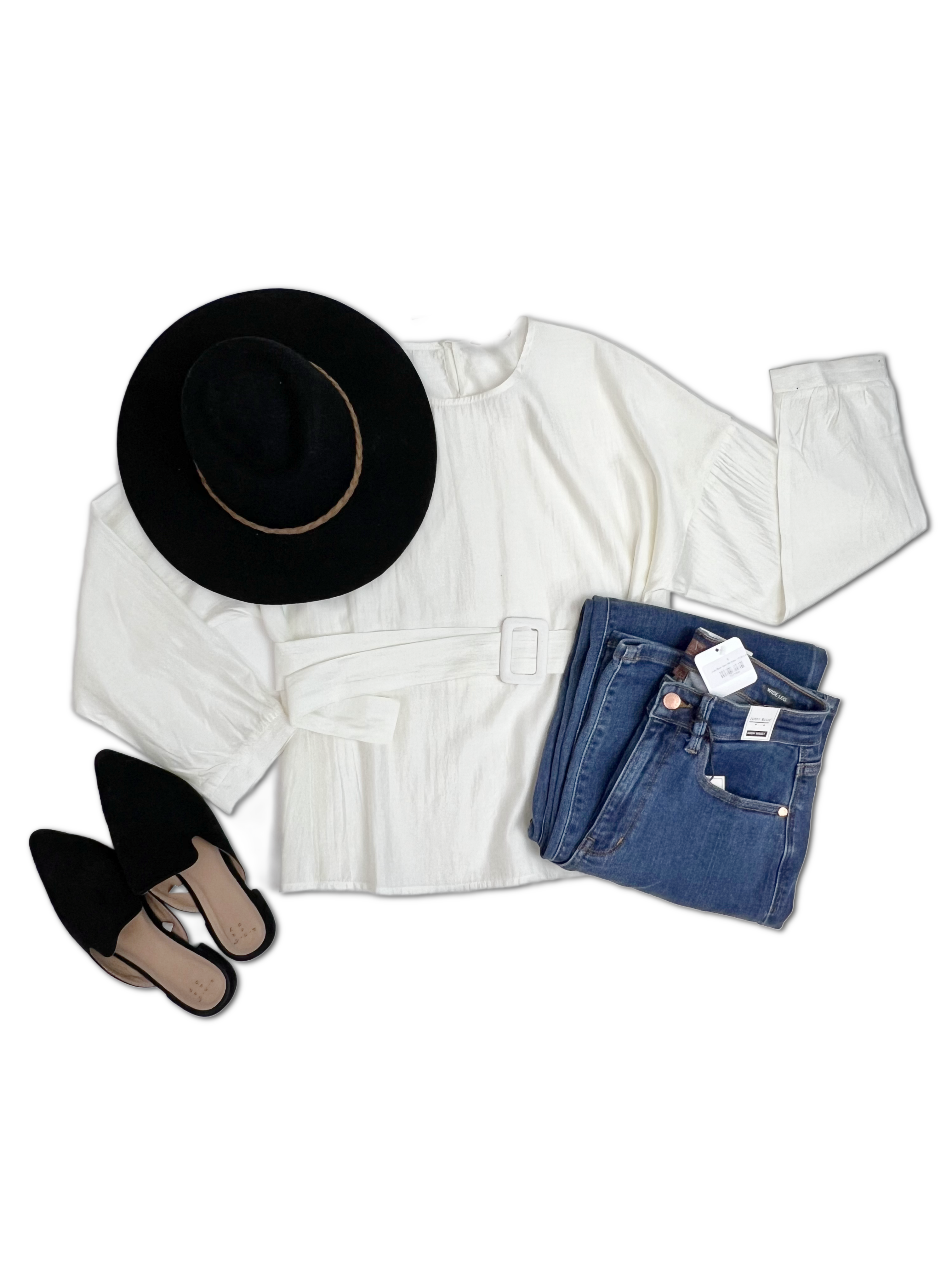 Betty Belted Blouse - White