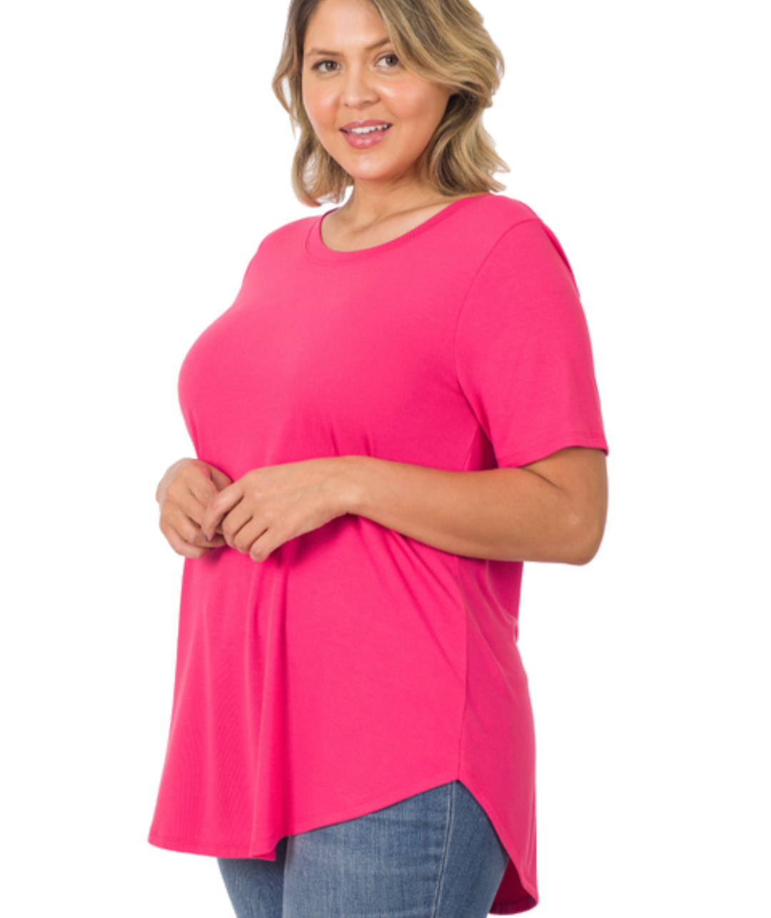 Super soft stretchy basic round neck top Plus