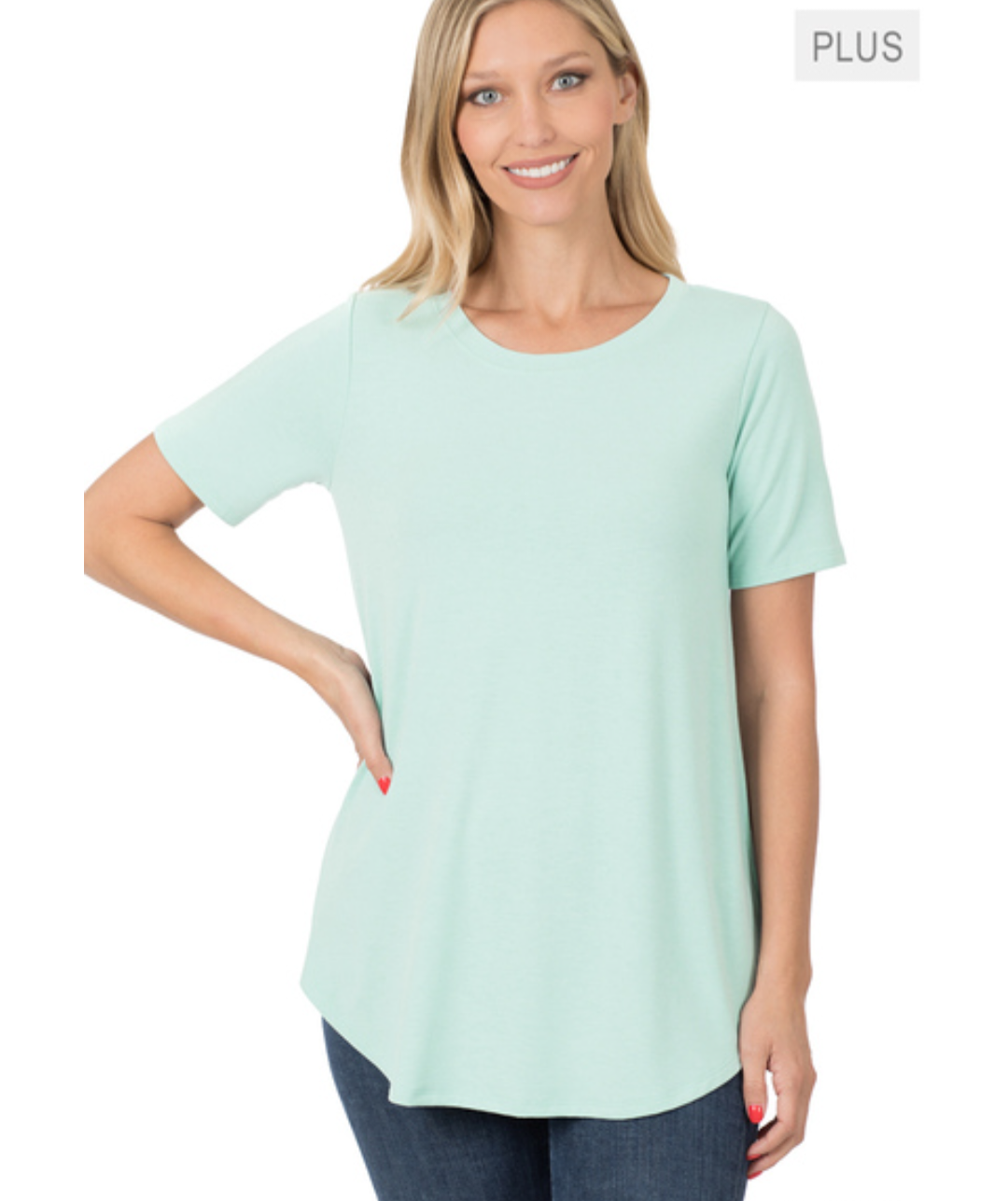 Super soft stretchy basic round neck top Plus