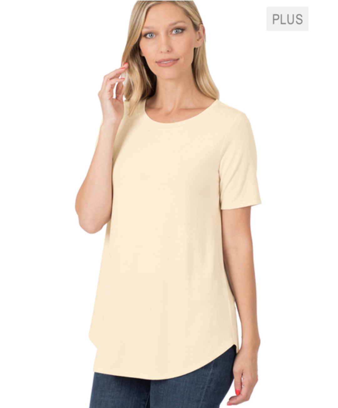 Super soft stretchy basic round neck top Plus