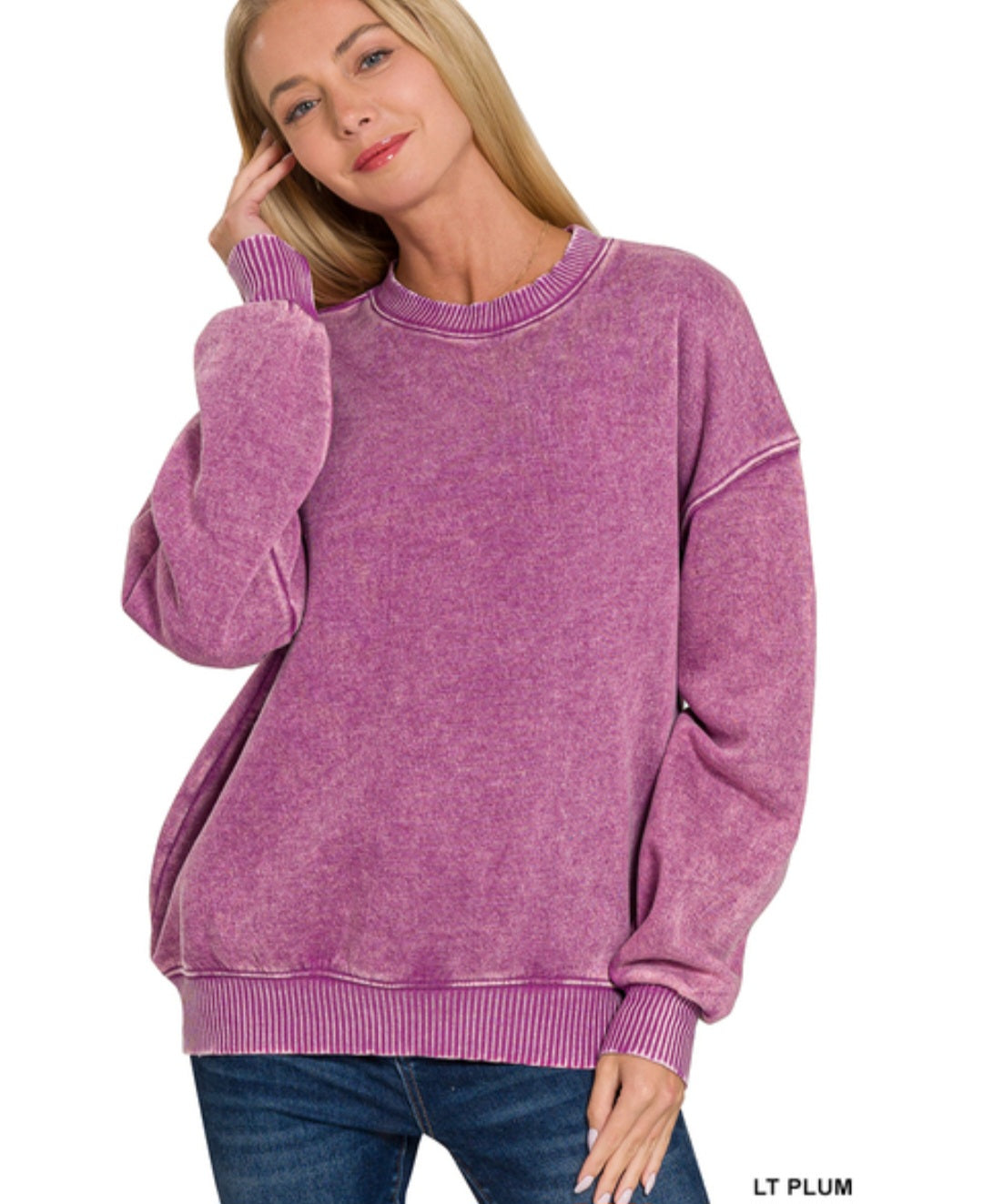 Plum acid wash sweatshirt