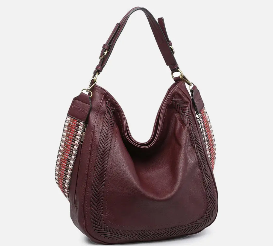 Aris whipstich hobo bag wine