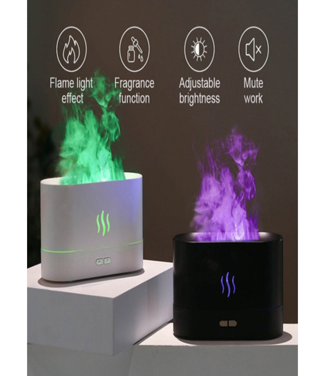 7 colorful flame mini humidifier & aroma diffuser