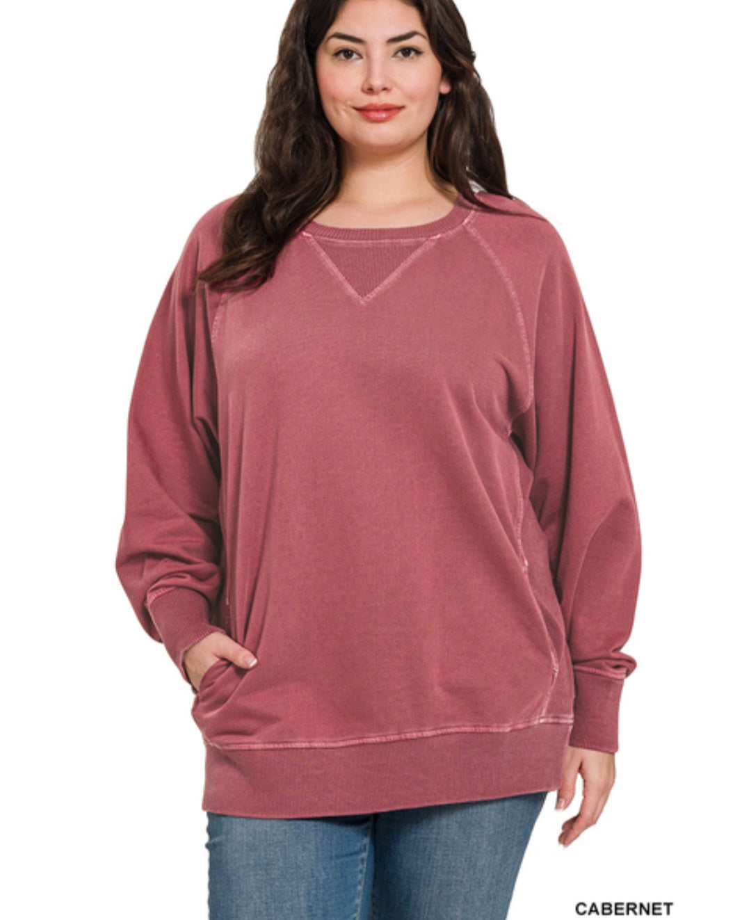 Cabernet pocket sweatshirt plus