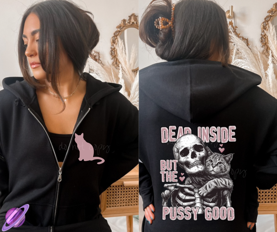 DEAD INSIDE CAT - HEAVY COTTON FRONT ZIP UNISEX HOODIE PREORDER CLOSING 1/3