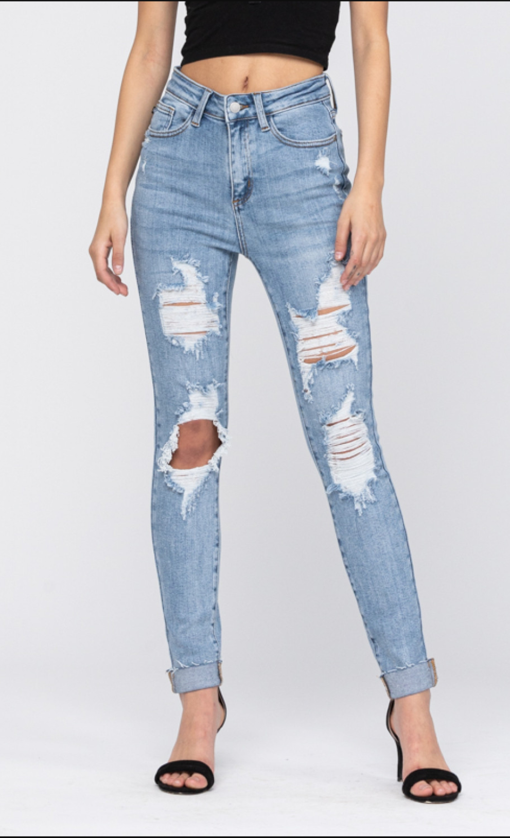 Judy blue high waist distressed light wash jeans