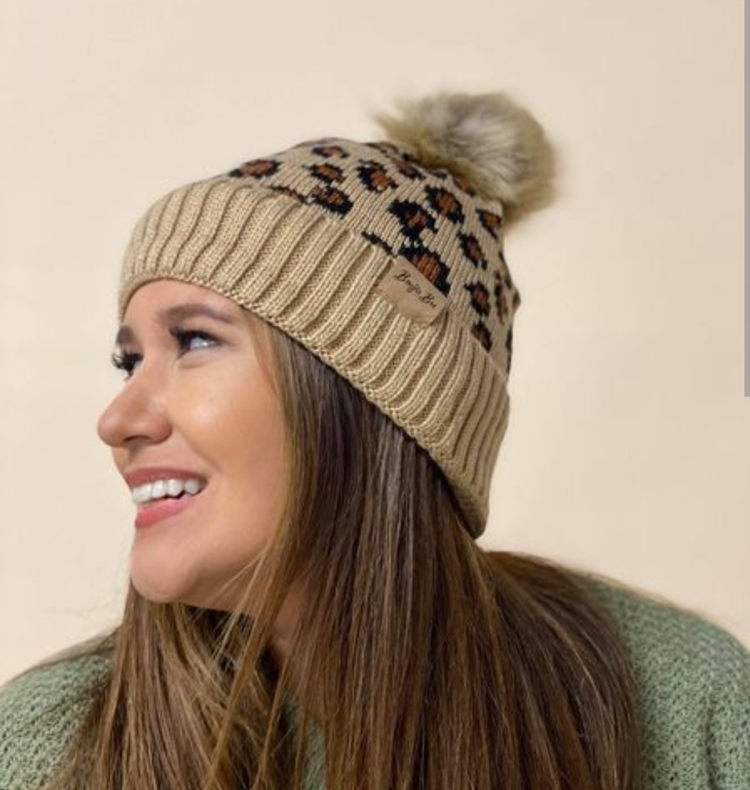 Leopard beanie hats