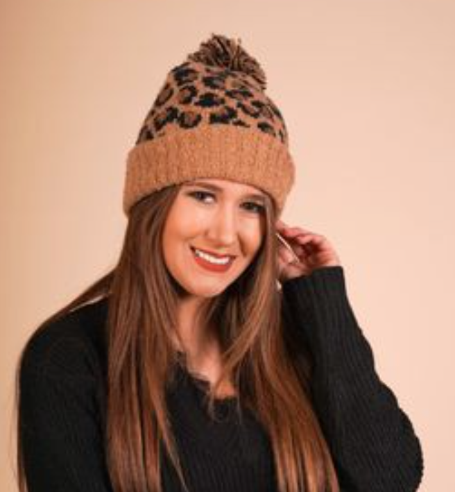 Leopard beanie hats